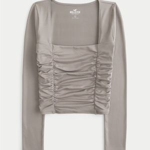 Hollister XS brown long sleeve crop top